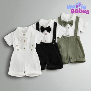 Baby Boy Linen Outfit with Suspenders | Toddler Summer Christening & Wedding Suit | Birthday  Special Occasion Outfit 1–3 Years