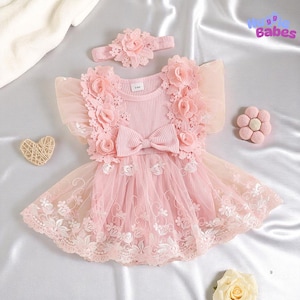 Dusty Rose Tutu Romper – Boho 1st Birthday Outfit for Baby Girls | Cake Smash Dress, Mauve Tutu, Baby Girl Gift, Summer Birthday Look