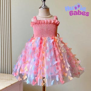 Baby Girl Butterfly Dress with Wings – First Birthday Tulle Outfit, Toddler Fairy Costume, Summer Party Dress for Photo Shoot