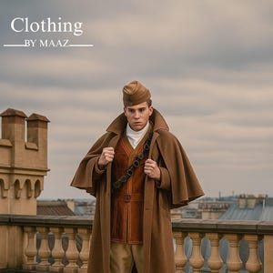 Men&#39;s Brown Wool Inverness Cape Coat: Victorian Style Outerwear