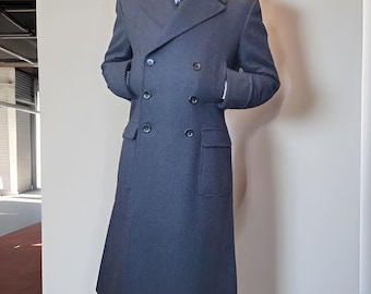 Pardessus Régence en laine bleu marine fait main : style années 1830-1850