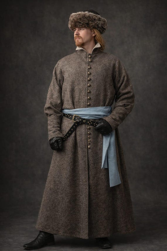 Men's Medieval Viking Wool Coat, Norse Renaissance LARP Costume