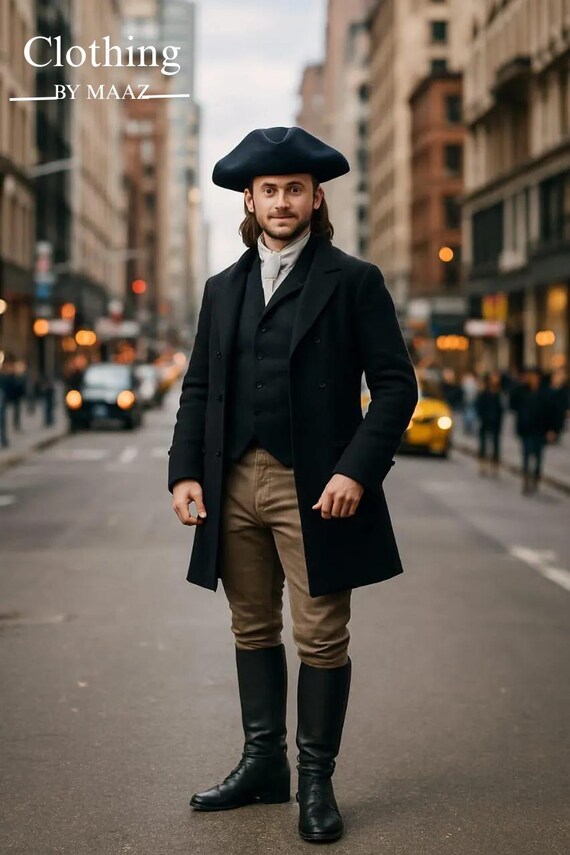 Handmade Black Wool Regency Tailcoat: 18th Century Victorian Jacket