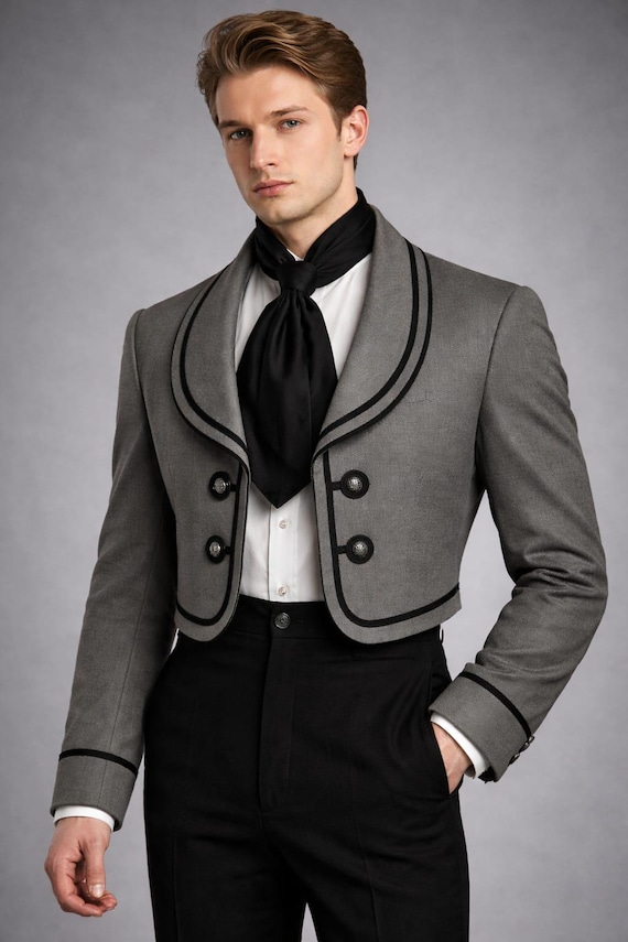 Men’s Victorian Tailcoat Jacket , Regency Formal Cropped Coat , Gothic Gentleman Wedding & Steampunk Outfit
