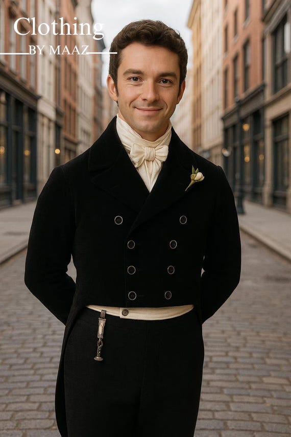 Handmade Black Wool Regency Tailcoat - Custom Men's Formal Coat