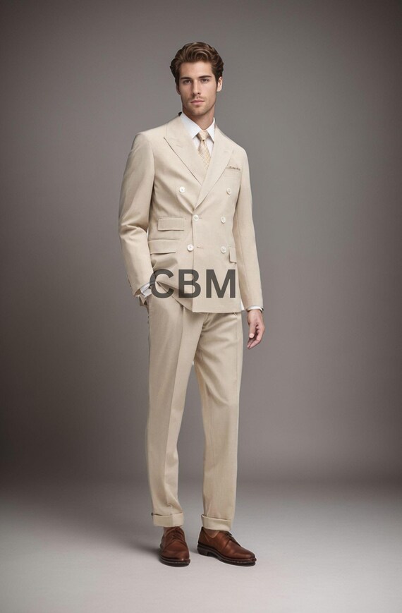 Tailor-Made Light Brown Virgin Wool Suit: 3-Piece Business Attire