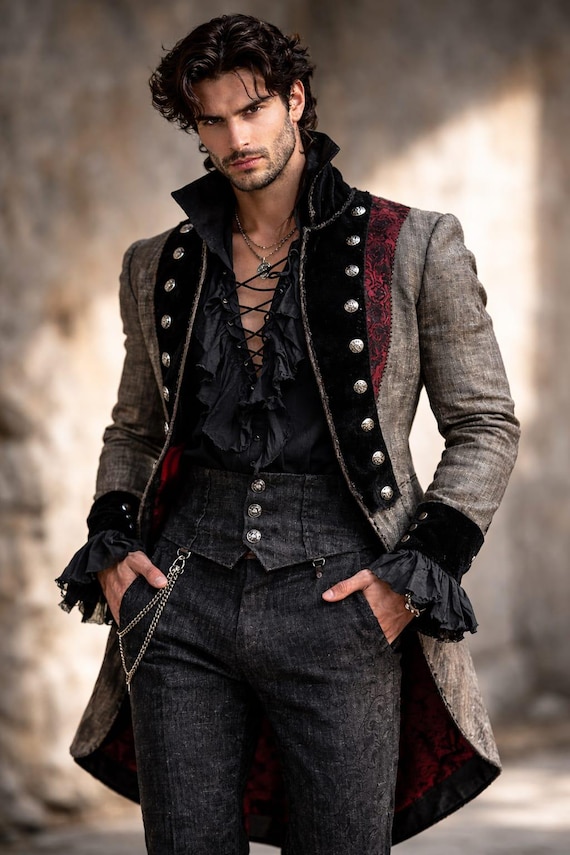 Victorian Gothic Tailcoat - Steampunk Prince Coat, Groom Attire