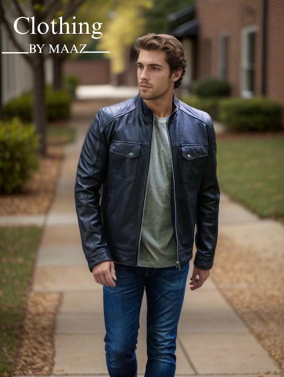 Handmade Lakeland Leather Black Warwick Jacket: Men's Military Aviator Style