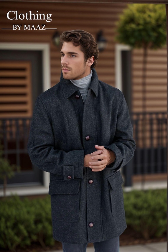 Handmade Victorian Loden Wool Field Coat: Elegant Winter Outerwear