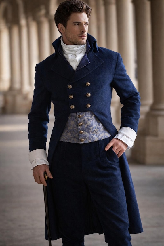 Men's Navy Blue Victorian Tailcoat | Regency Frock Coat, Steampunk Costume | Vintage  Formal Aristocrat Coat
