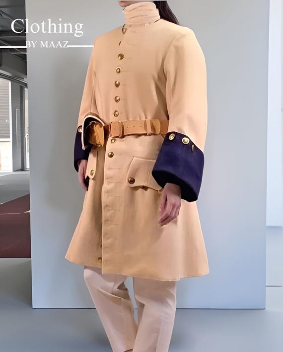 Handmade French Frock Wool Coat: Regencycore Velvet Trim Long Coat