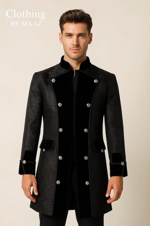 Custom Made Wool Regency Coat, Black Military Style, Men's Historical Coat , CBM