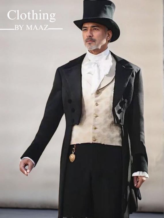 Handmade Wool Regency Tailcoat | Men's Victorian Wedding Outfit