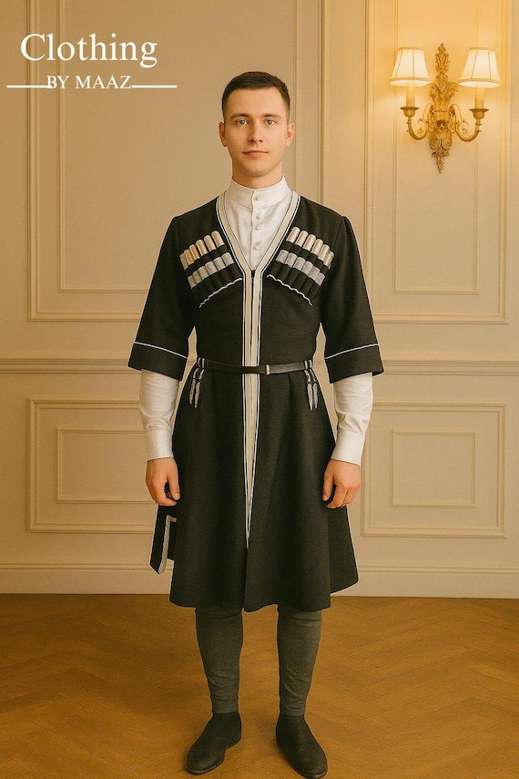 Georgian Cossack Wool Chokha Coat: 19th Century Style, Custom Made