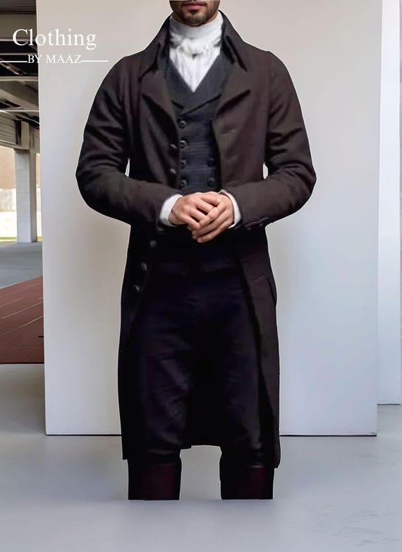 Handmade Men's Dark Brown Wool Victorian Regency Tailcoat