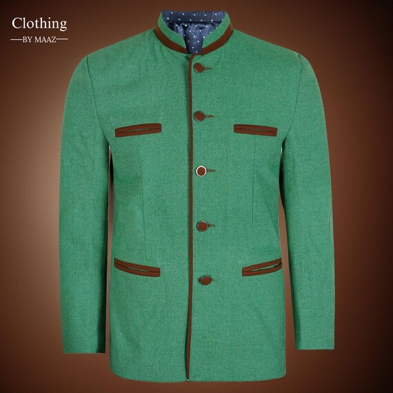 Men's Green Trachten Jacket: Oktoberfest Tyrolean Blazer