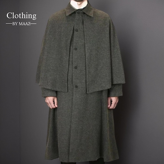 Men's Victorian Wool Inverness Cloak: Historical Cosplay Cape