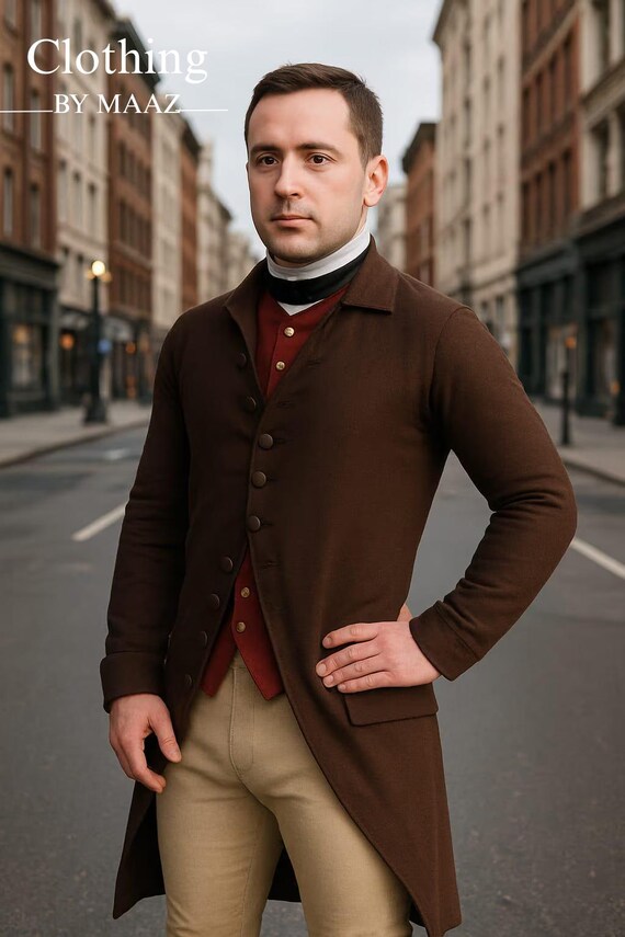 Handmade Brown Wool Regency Tailcoat & Breeches - Victorian Costume