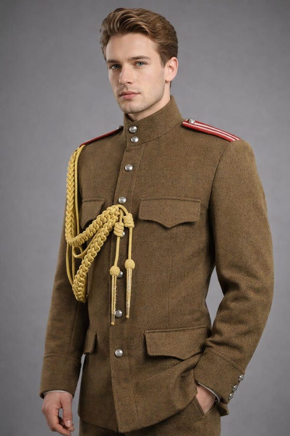 Men's Military Officer Jacket, Vintage World War Style, Historical Costume