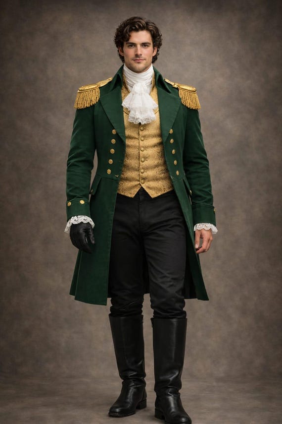 Men's Regency Military Tailcoat | Napoleonic Officer Uniform Jacket, Bridgerton Costume