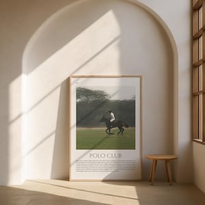 Polo Club Digital Print, Equestrian Wall Art, Luxury Sports Poster, Digital Horse Print, Colour and B&W Print, Printable Equestrian Decor