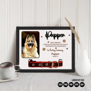 Huisdier gedenkteken met halsbandhouder, Memorial Gifts SVG digitale download, aangepaste huisdier plaquette, gepersonaliseerde lijst, Memorial stand decor