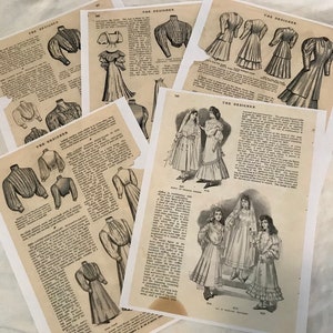 Set 2. 1905 The Designer Magazine Pages in digitaal formaat inclusief Victorian en Gibson Girl Fashion. Mode uit de jaren 1900. 5 afdrukbare pagina's.
