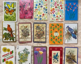 Nature theme, flora and Fauna playing cards. 15 cards total