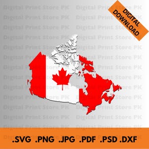 Canada Map Flag: Canadian Pride SVG, PNG, PDF (Digital Download)