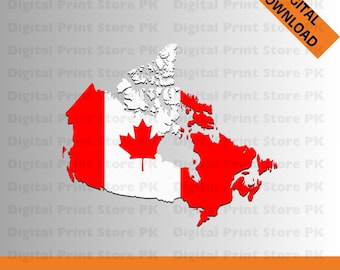 Canada Map Flag: Canadian Pride SVG, PNG, PDF (Digital Download)