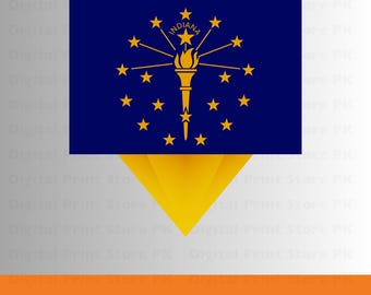 Indiana state flag design | svg png jpg pdf psd dxf | Indiana torch star printable