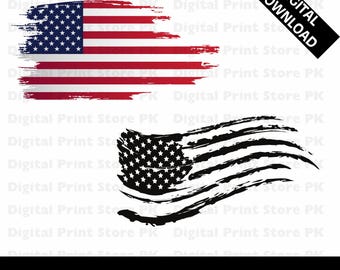 USA grunge flag clipart, distressed American flag png, patriotic sublimation