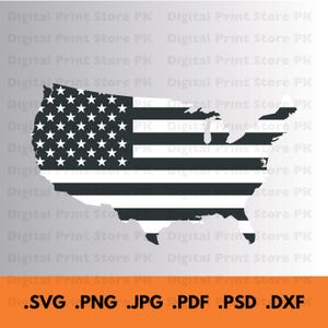 Digitale print Amerikaanse vlag | Vlag van de Verenigde Staten SVG | Amerikaanse kaart gesneden bestand | Direct downloaden | Patriottische clipart