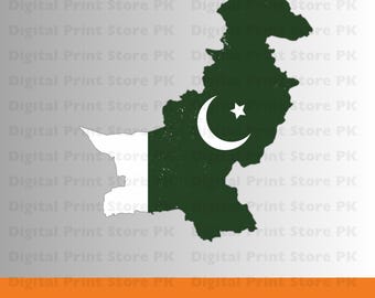 Pakistan Flag Map (svg, png, jpg, pdf, ai, eps) (Digital Download)