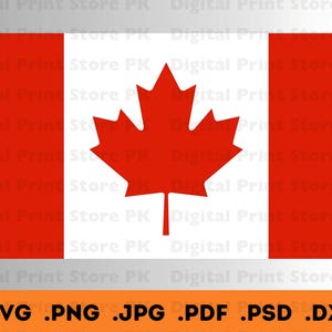 Canada Flag Svg Png Jpg Pdf Psd Dxf | Canadian Maple Leaf Clipart | Printable Canada Flag Design | Cricut, Sublimation, Iron On, Decal