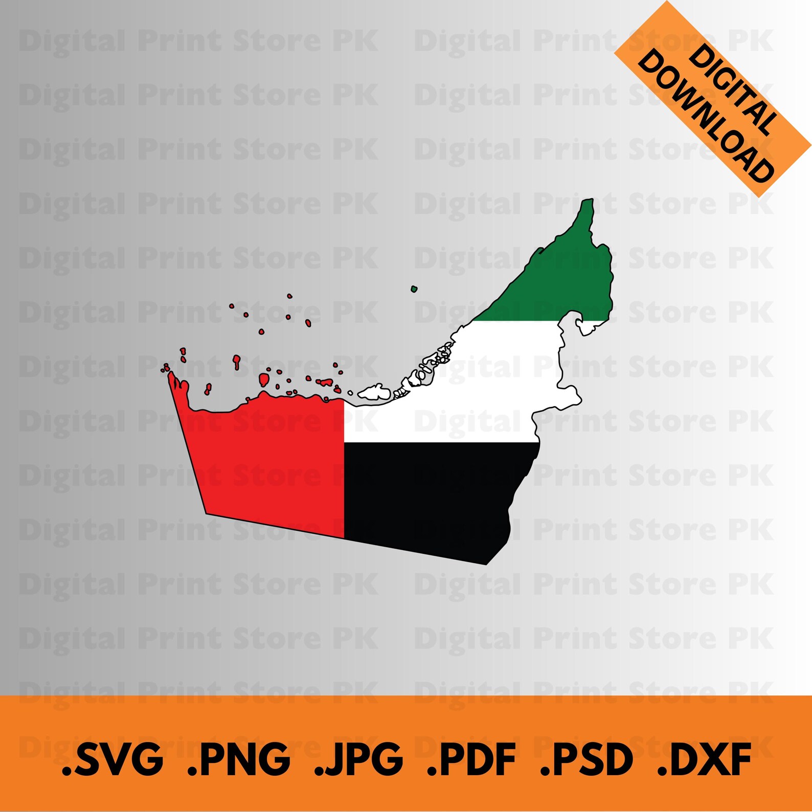 UAE Map Vector File: United Arab Emirates Art (digital Download) - Etsy