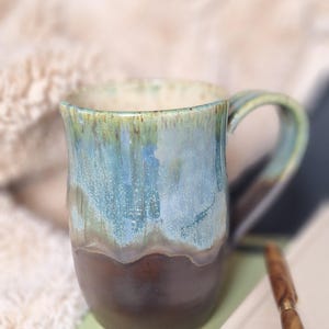 Earth & Forest Glaze Handmade Pottery Mug or Bowl.  15-17oz Ceramic Cup. Unique Special Gift for Nature Lovers.