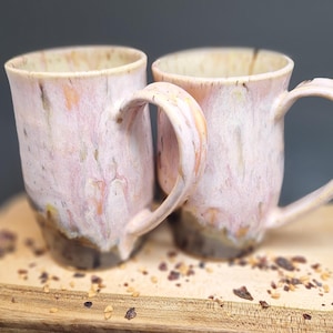 Strawberry Parfait Handmade Pottery Mug - 14oz Ceramic Coffee Cup - Rustic Pink Glaze Gift