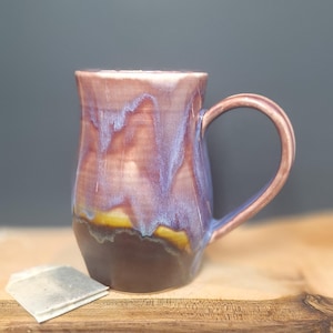 Handmade Ceramic Mug with Twilight Kiss Glaze: 16 oz Wheel-Thrown Artisan Pottery. Perfect gift for coffee  or tea lover.