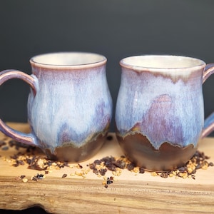 Handmade Sugar Plum Swirl Ceramic Mug 15oz: Whimsical Wheel-Thrown Pottery