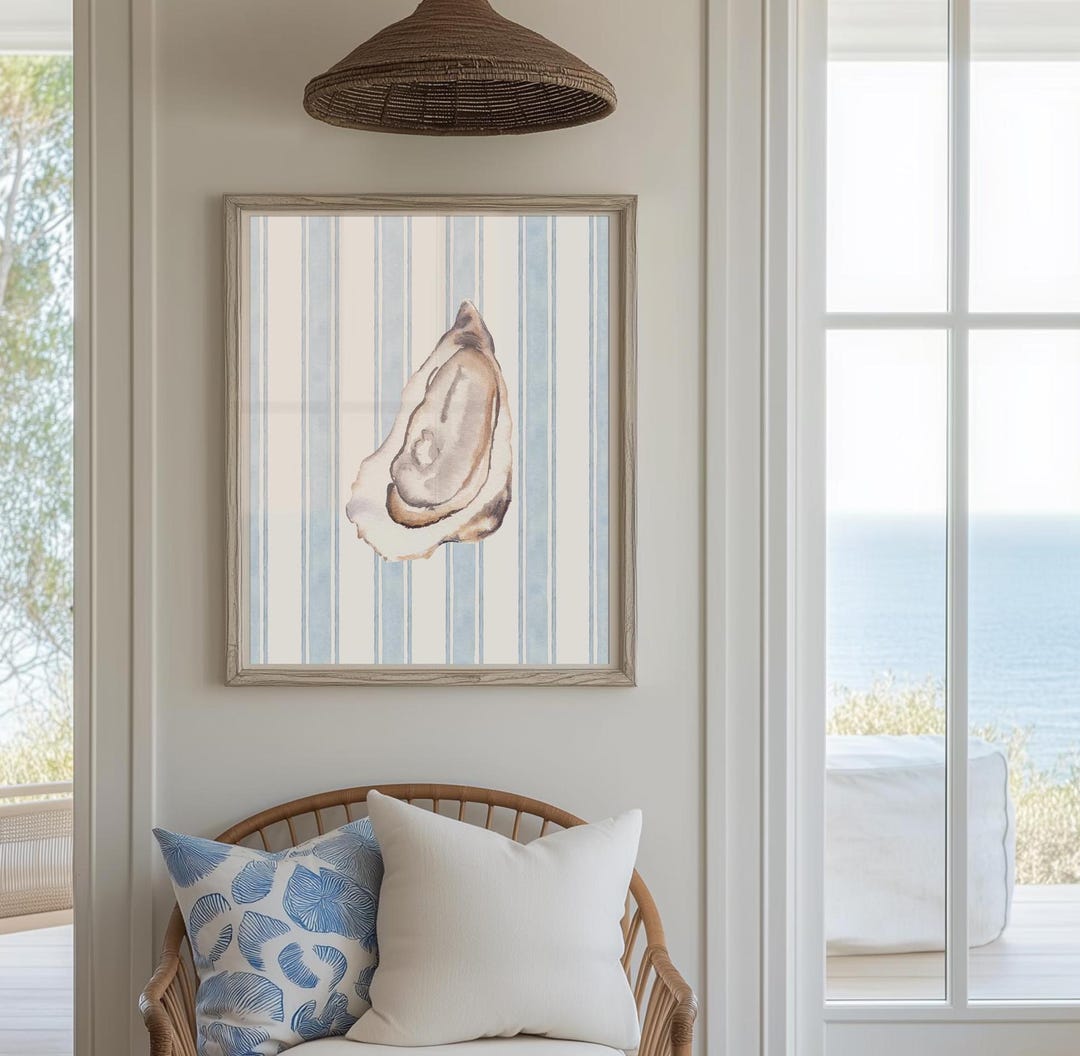 Oyster Print Beachy Wall Art Coastal Cowgirl Room Decor Kitchen Wall ...