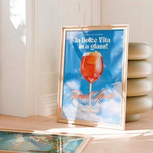 Plakat Aperol Spritz Print Cocktail Pinterest Estetyczny wystrój dopaminy Sztuka kuchenna Podpis Drink Home Bar