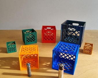 Minicajas para leche / Contenedores apilables en varios tamaños y colores / Caja organizadora pequeña