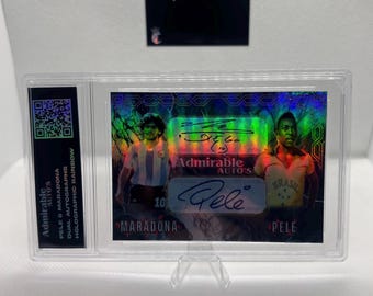 Pele x maradona custom art football fan trading card slab