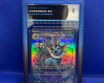 Vaporeon pokemon custom fan artwork trading card slab with guard