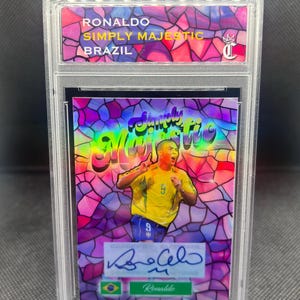 Ronaldo r9 brazil custom art football fan trading card slab