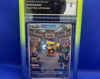 Pikachu pokemon custom fan artwork trading card slab with guard