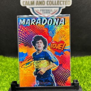 Tarjeta de intercambio de arte personalizada para fanáticos del fútbol de Diego Maradona y Boca Juniors