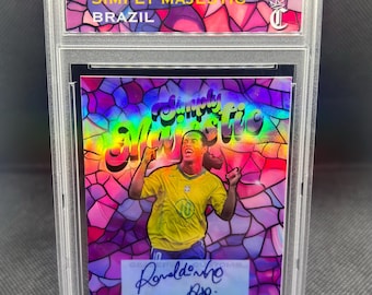 Ronaldinho brazil custom art football fan trading card slab