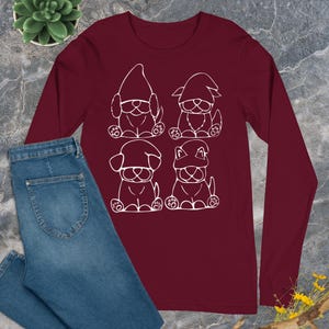 T-shirt unisexe à manches longues pour gnomes pour chiens